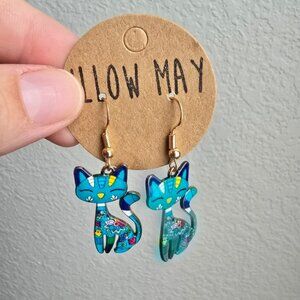 Willow May Charm Blue Cat Earrings